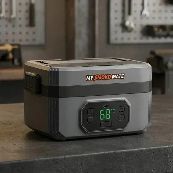 MySmokoMate with glowing 68°C display